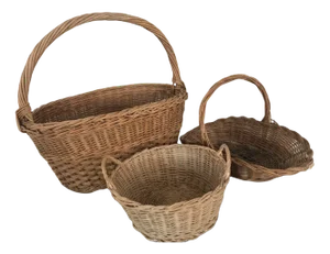 Wicker Baskets, 1970s, Set of 3