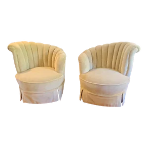 French Art Deco Asymmetrical Hollywood Regency Channel Back - a Pair