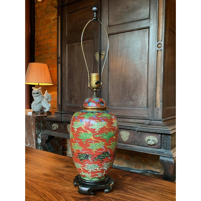 Mid-20th Century Chinese Cloisonné Table Lamp For Sale - Image 4 of 15