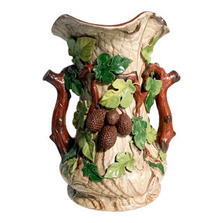 Mettlach Villeroy & Boch Acorn Tree Vase, 1840's Stoneware Tree Shaped Vase For Sale