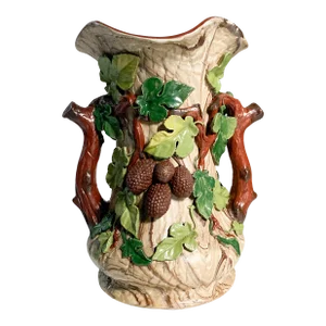 Mettlach Villeroy & Boch Acorn Tree Vase, 1840's Stoneware Tree Shaped Vase