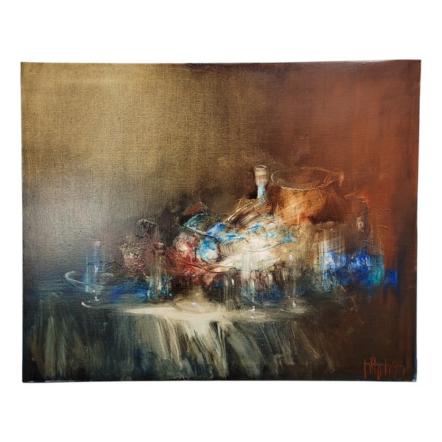 Juan Valenzuela Y Chacón, Still Life with Glass Jugs, 1989, Oil on Canvas For Sale