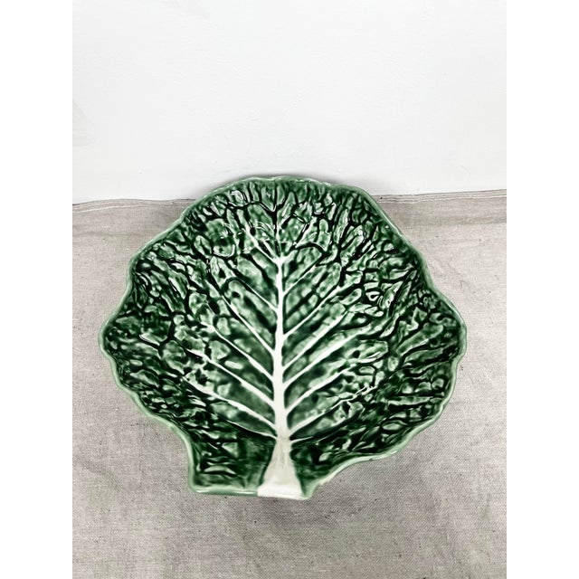 Mid-Century Modern Vintage Secla Green Cabbage Ware Serving Bowl Made in Portugal For Sale - Image 3 of 9