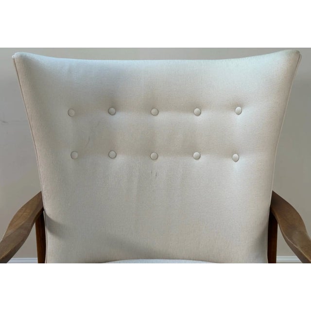 Mid Century Scandinavian Wing Back Chair With Tufted Back Rest, Signed For Sale In New York - Image 6 of 10