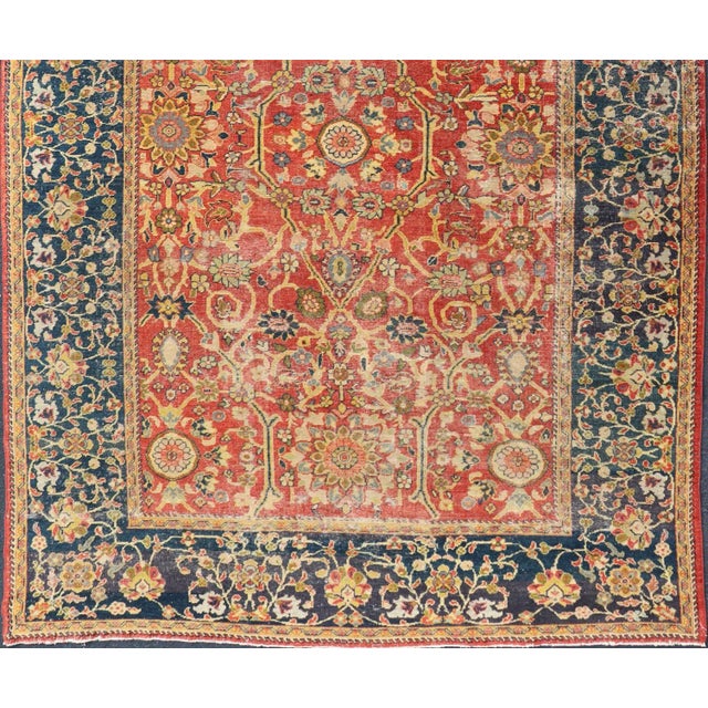 Tribal Antique Persian, 19th Century Sultanabad Rug in Rust, Blue, Gold, Yellow & Green 8'1 X 13' For Sale - Image 3 of 16