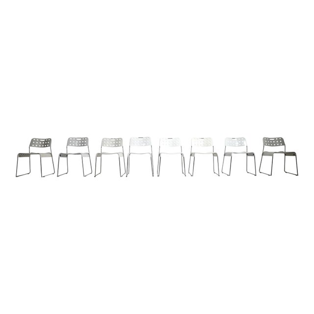 1970s Omstak White Stackable Chairs by Rodney Kinsman for Bieffeplast, 1972, Set of 8 For Sale - Image 5 of 18