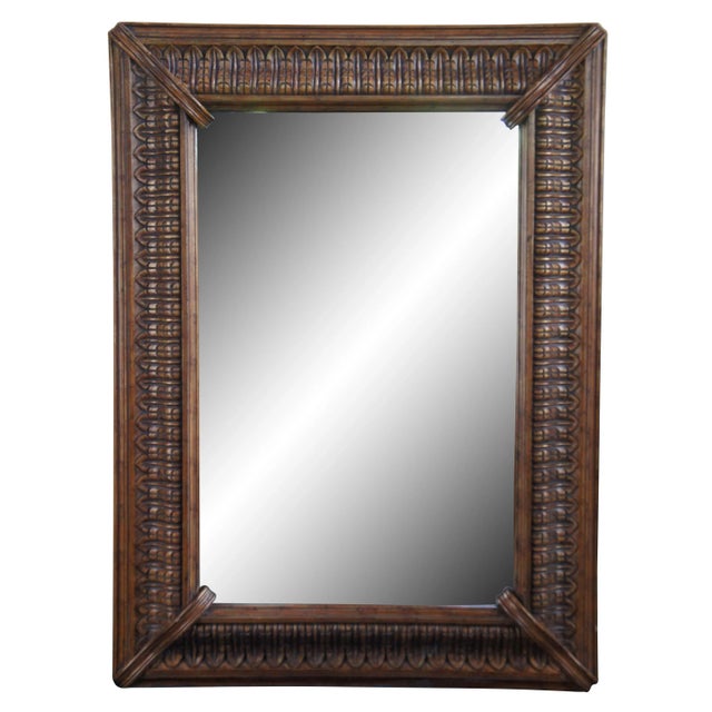 1990s Raschella Collection Rectangular Pecan Wood Beveled Overmantel Mirror For Sale - Image 13 of 13