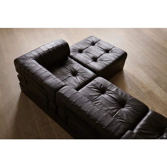 Metal DS-88 Modular Sofa in Dark Brown Patchwork Leather from de Sede, Switzerland, 1970s, Set of 5 For Sale - Image 7 of 14