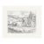 Vintage Mid-Century French Pencil Landscape Drawing on Paper With Mat For Sale