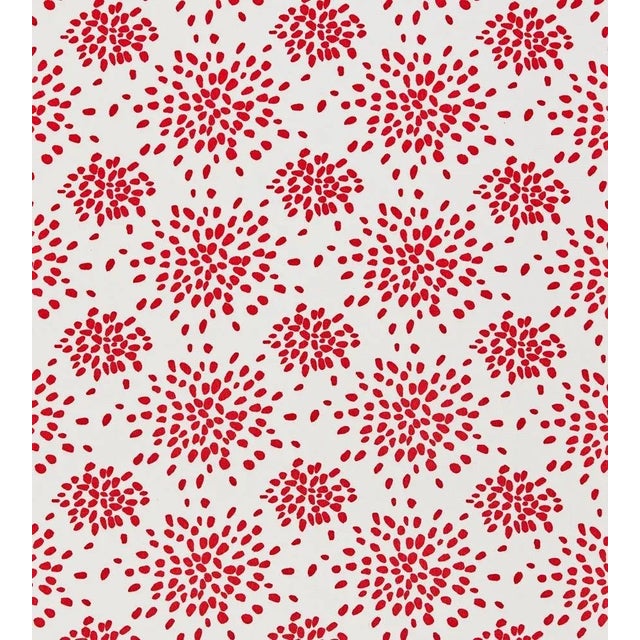 The House of Scalamandré Fireworks Cotton Print Fabric, Red on White For Sale
