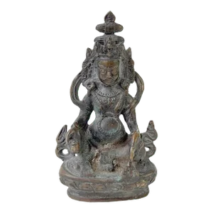 Distressed Marks Bronze Color Metal Zambala Fortune Deity Statue