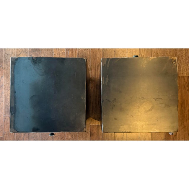 Pair of Industrial Style Black Steel Night Stands For Sale - Image 9 of 11