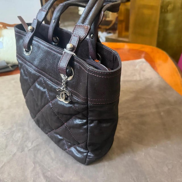 2006 Vintage Chanel Dark Chocolate Brown Coated Canvas Tote Bag For Sale - Image 16 of 18