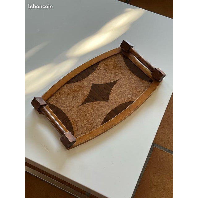 Vintage Art Deco Wooden Marquetry Tray, 1930s For Sale - Image 4 of 12
