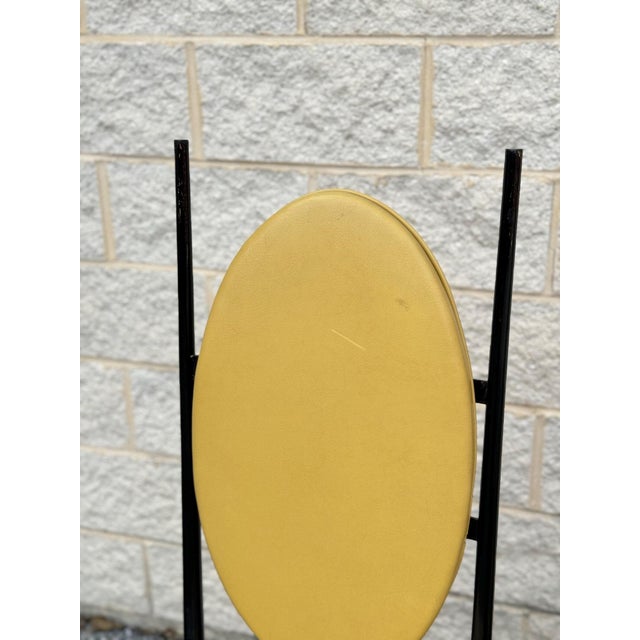 Italian Pair of 1970s Italian Modern High-Back Sculptural Chairs in Yellow Leather For Sale - Image 3 of 10