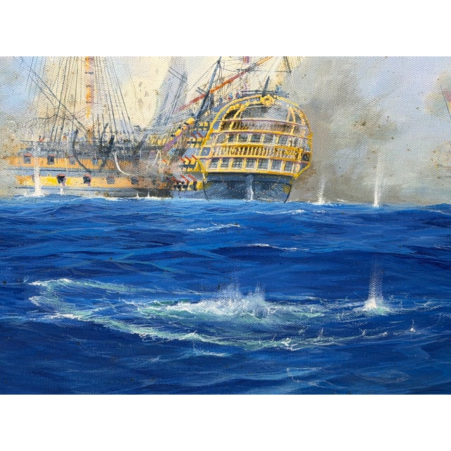 Large British Naval Battle Oil Painting by Graham Jowett-Ive, Mall Galleries 2005 For Sale - Image 4 of 18
