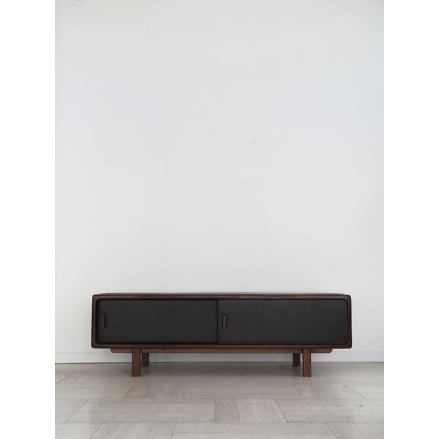 Mid-Century Modern Sideboard Bench in Wood and Leather, Finland, 1950s For Sale - Image 3 of 18