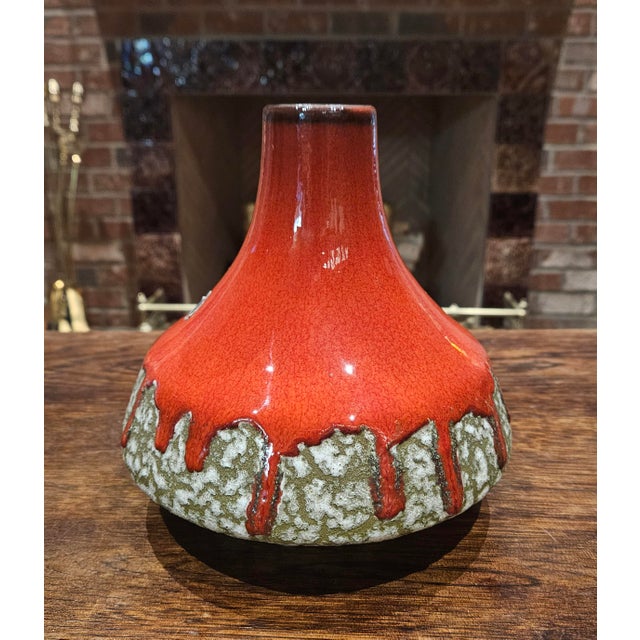 Roth Keramik McM, Red Fat Lava Vase For Sale - Image 4 of 11