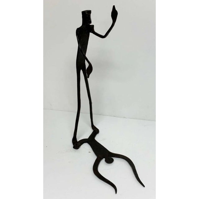 Late 20th Century Wrought Iron Walking Man and Shadow Bookends - a Pair For Sale - Image 4 of 13