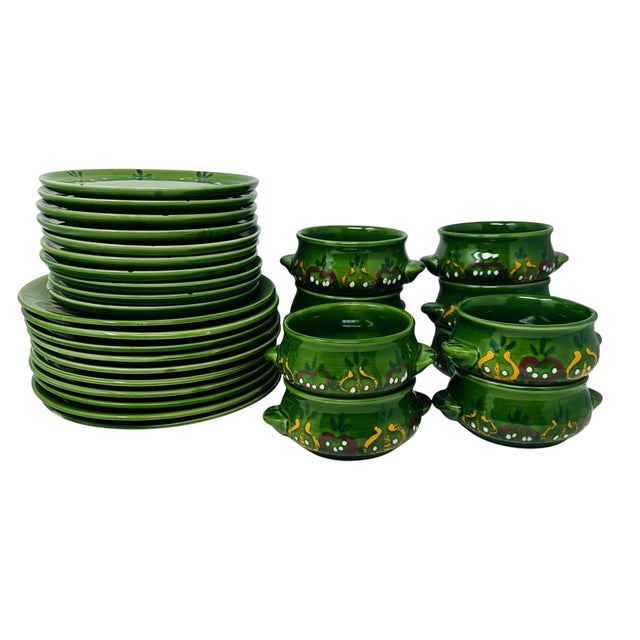 An exceptional and rare finding for the sophisticated host: a complete, 30-piece artisanal brunch and luncheon service...