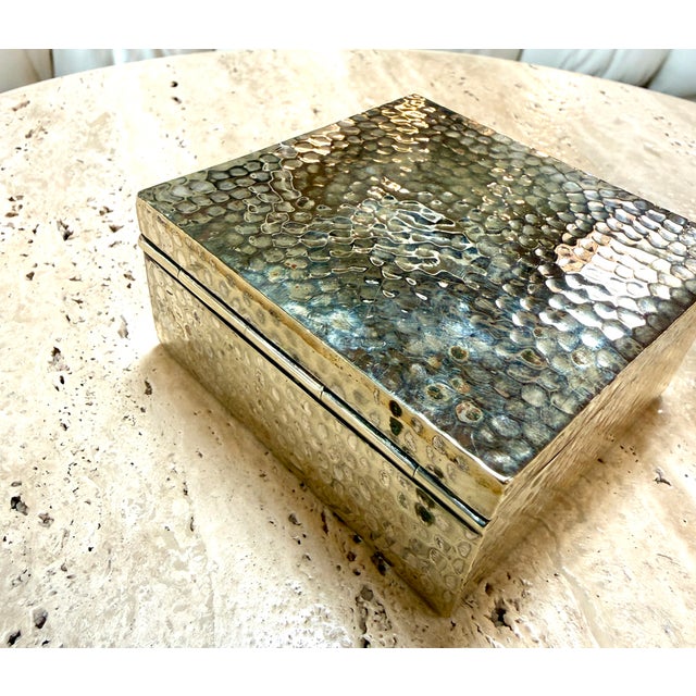 Italian Vintage Italian Hammered Brass Decorative Box For Sale - Image 3 of 8