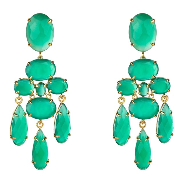 Greta Earrings Top Pick in Green, a pair For Sale