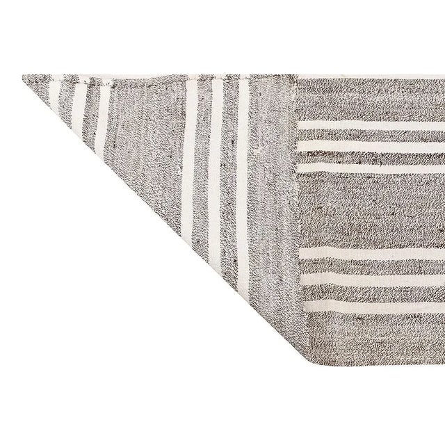 Mid 20th Century Large Vintage Gray & White Turkish Kilim For Sale - Image 5 of 7