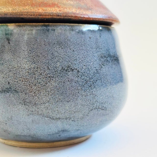 Late 20th Century Vintage Two Toned Studio Pottery Container For Sale - Image 5 of 9