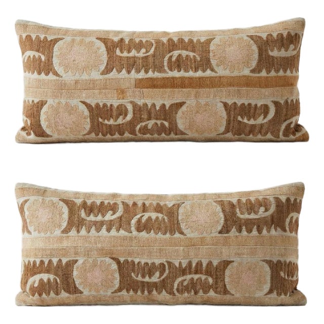 Tashkent Suzani Bedding Pillow Cover 16'' X 36'' - Set of Two For Sale