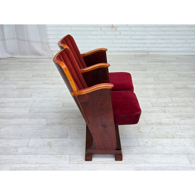 Danish Velour Theater Armchairs, 1950s, Set of 2 For Sale - Image 16 of 18