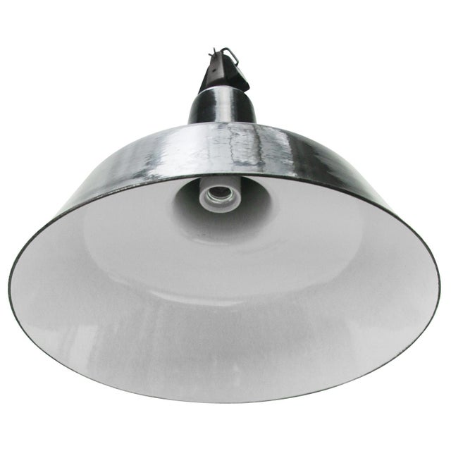 Industrial Vintage Industrial Factory Black Enamel Pendant Light by Philips For Sale - Image 3 of 5