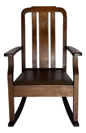 1900s Antique Mission Rocker With Leather Seat