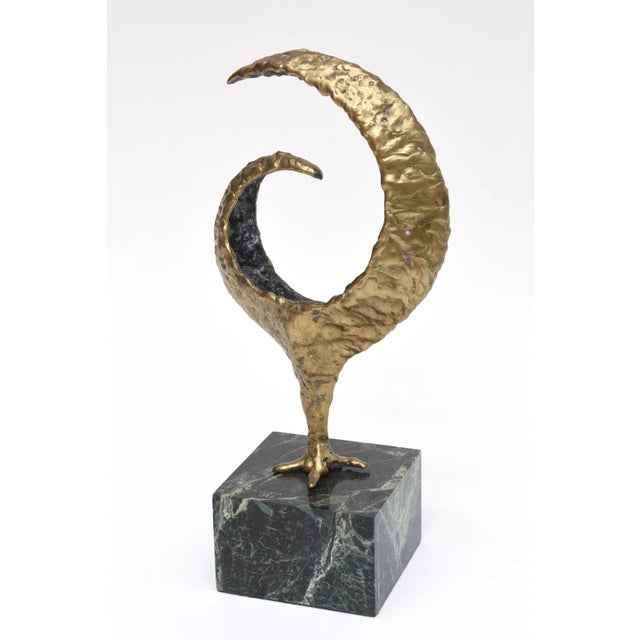 Abstract Vintage Molten Bronze and Green Variegated Marble Abstract Sculpture Signed by Gerber 1973 For Sale - Image 3 of 9
