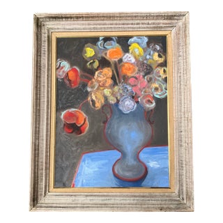 Contemporary Original Alexandra Brown Abstract Floral Still Life Vintage Frame For Sale