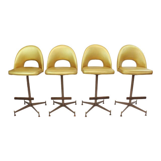 Mid Century Modern Gold Bar Stools Chairish
