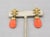 Metal Vintage 1960s Signed Trifari Asian Style Faux-Coral Drop Clip Earrings- 2 Pieces For Sale - Image 7 of 9