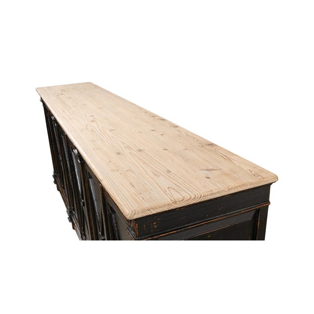 Black Long Directoire Style Antiqued Black Buffet For Sale - Image 8 of 9