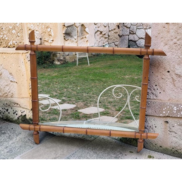 Antique Mirror in Bamboo Frame, 1890s For Sale - Image 6 of 8