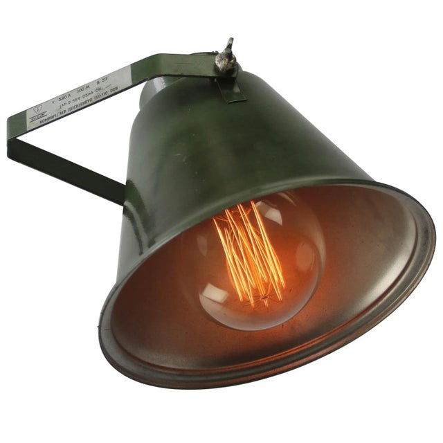 Vintage German Industrial Green Metal Wall Light For Sale - Image 6 of 7