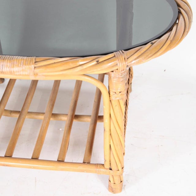 Wood Woven Rattan Coffee Table, 1970s For Sale - Image 7 of 8
