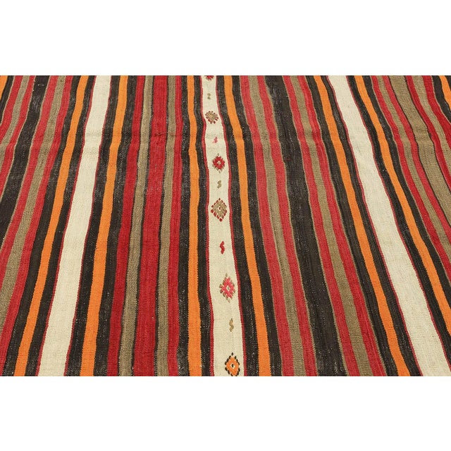 Mid 20th Century Striped Decorative Vintage Kilim Rug For Sale - Image 4 of 7