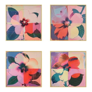 Set of 4 Framed Botanical Photograph Prints — Pop Art Flowers No. 2 For Sale