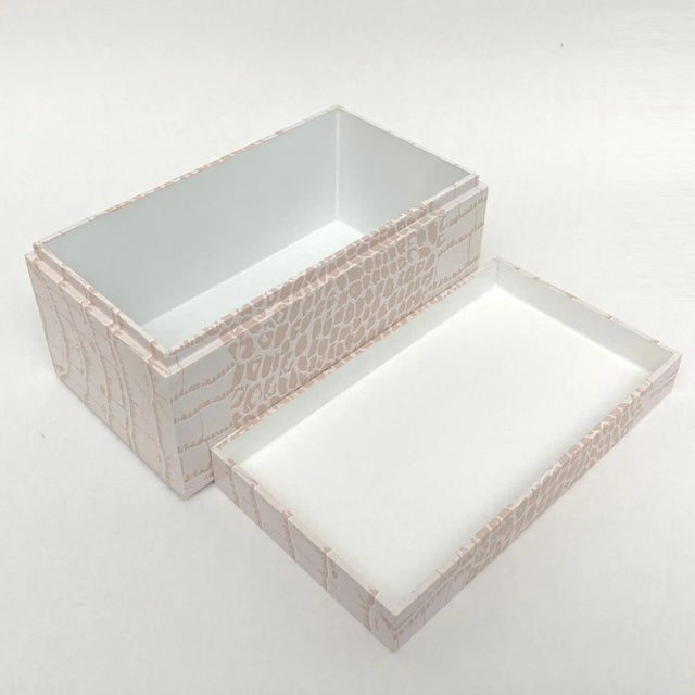 Contemporary Pink Crocodile Pattern American Made Wood Box For Sale - Image 3 of 10
