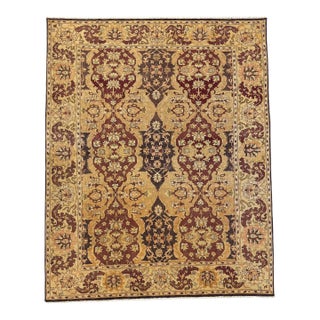 Vintage Sivas Rug 9x12 – Turkish Rug With Floral Lattice Design in Beige, Brown & Maroon For Sale