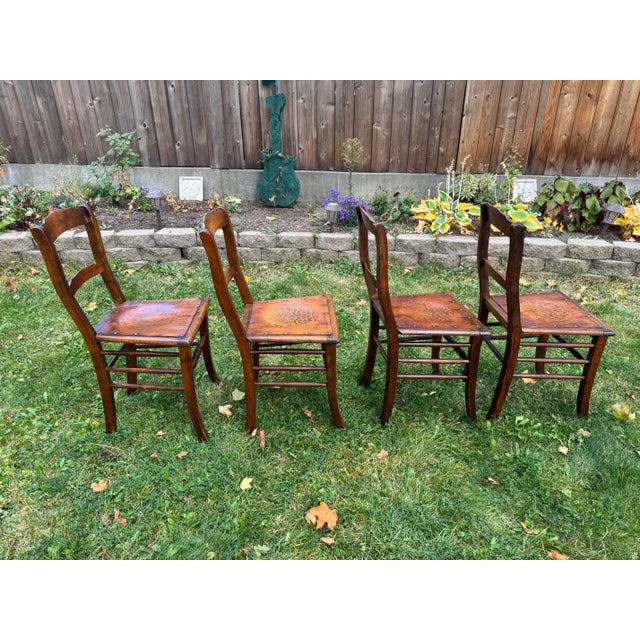 Antique Luterma Estonian Dining Chairs With Patterned Seats, Set of 4 For Sale - Image 4 of 18