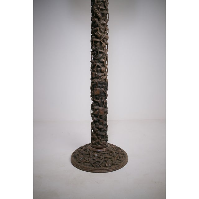 Brown Makonde Floor Lamp in Carved Wood, 1950s For Sale - Image 8 of 15