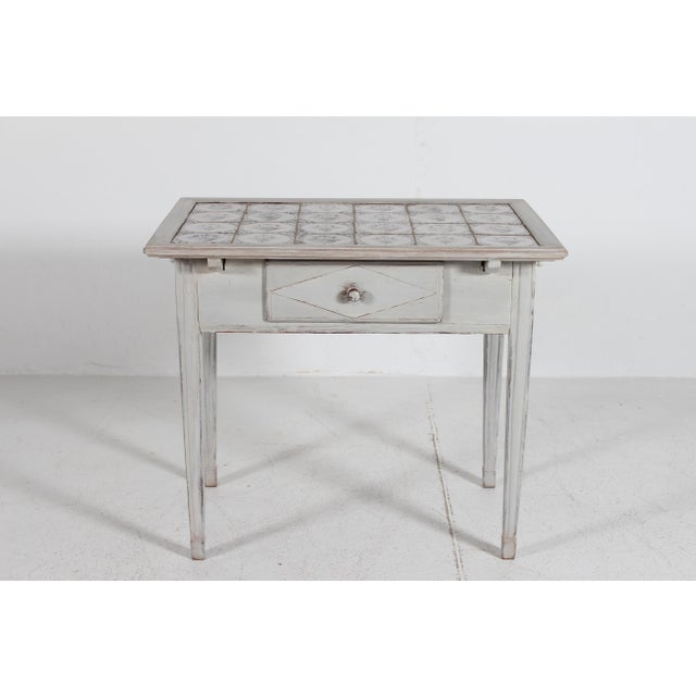 Antique Empire Table with Dutch Tile Top, Denmark, 19th Century For Sale - Image 16 of 16