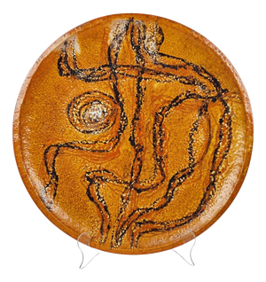 Large Vintage Glazed Ceramic Wall Plate with Abstract Motif, 1960s