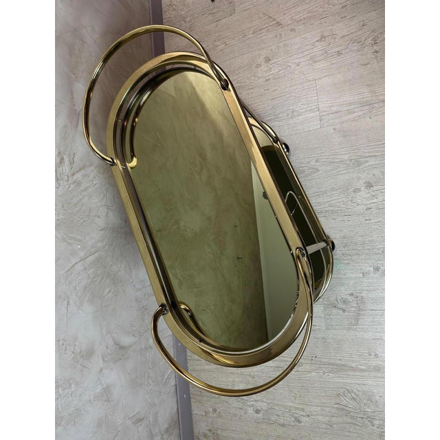 Metal Brass Serving Cart, 1970 For Sale - Image 7 of 11