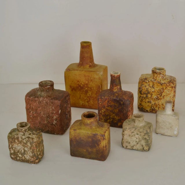 Ocher and Earth Tones Studio Ceramic Vases, 1960s, Set of 9 For Sale - Image 4 of 9